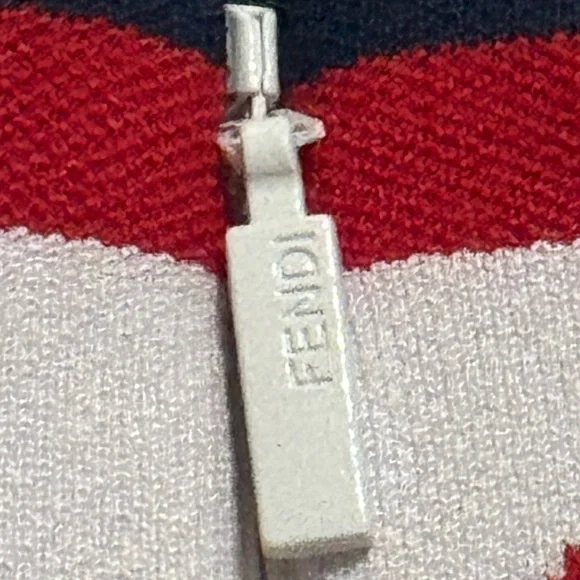 FENDI Mania Peated Midi Skirt Red Blue White Silk Blend Size XXS Designer Luxury - Picture 5 of 13